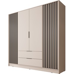 Meubella Kledingkast Nairobi - Beige - Zwart - 206 cm