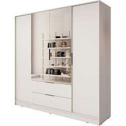 Meubella Kledingkast Kaelum - Beige - 206 cm - Met spiegel