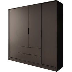 Meubella Kledingkast Kellan - Zwart - 206 cm