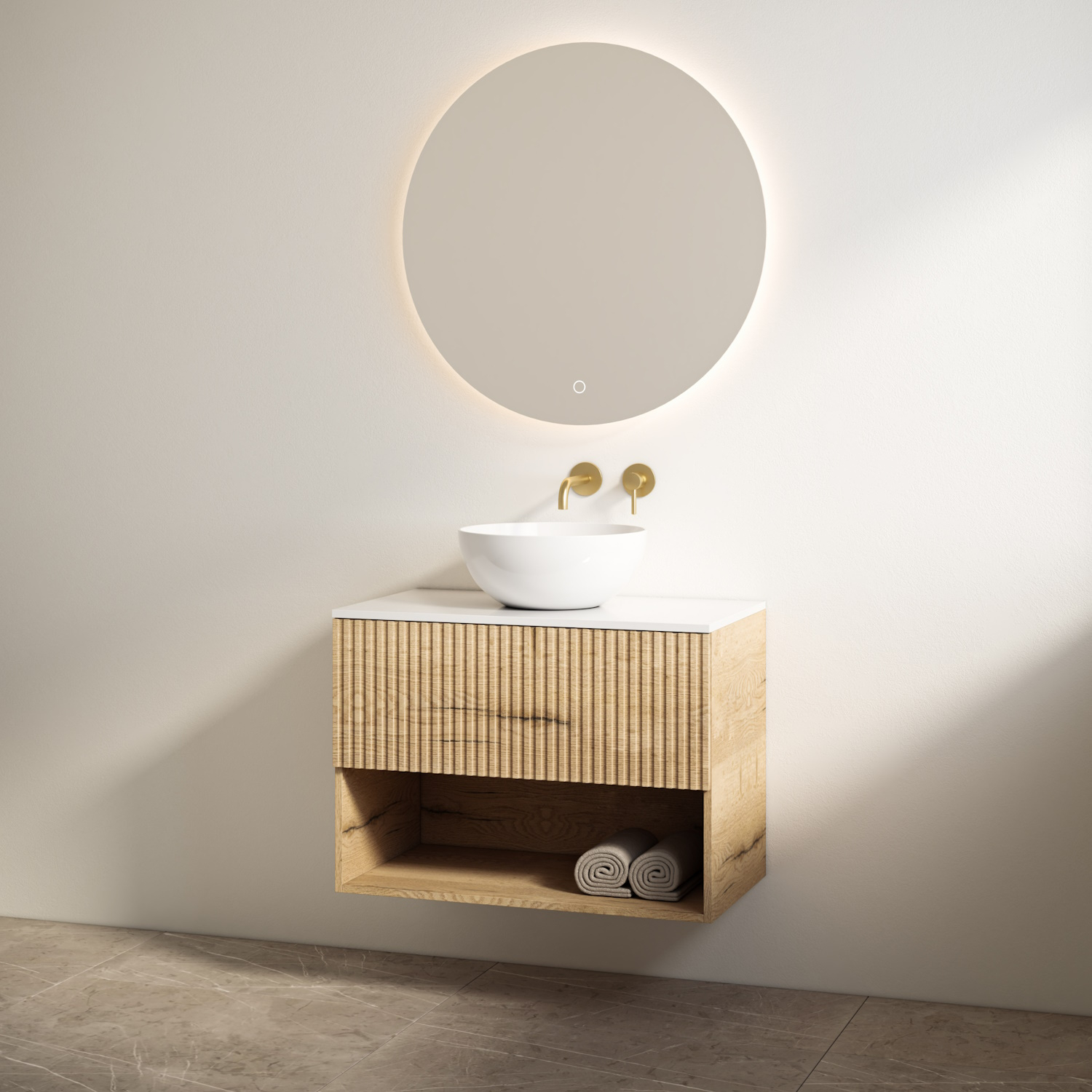 Best Design Badmeubelset  Rigatti 60 cm Halifax + Glans Wit Blad