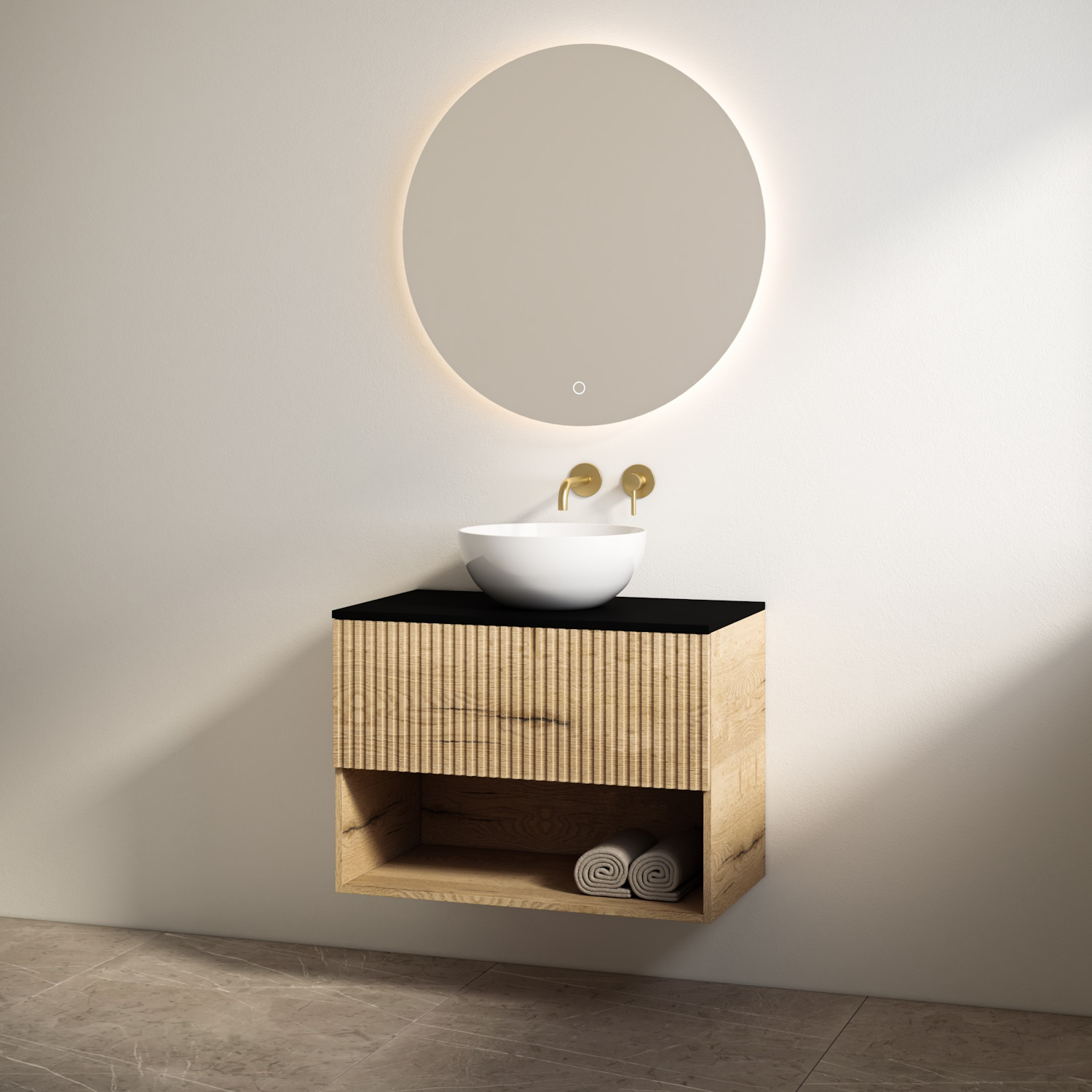 Best Design Badmeubelset  Rigatti 78 cm Halifax + Mat Zwart Blad