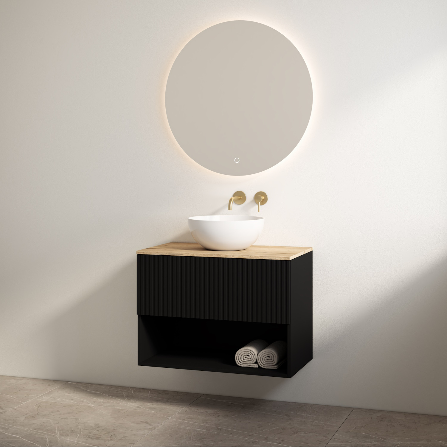Best Design Badmeubelset  Rigatti 100 cm Mat Zwart + Halifax Blad