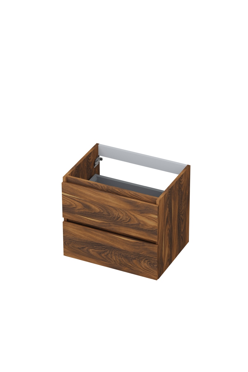 INK Onderkast  2 laden greeploos met houten keerlijst 60 cm x 45 cm x 52 cm Noten 1257107