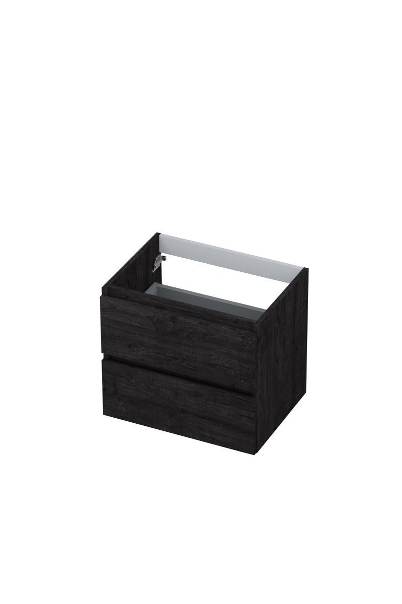 INK Onderkast  2 laden greeploos met houten keerlijst 60 cm x 45 cm x 52 cm Houtskool eiken 1257108