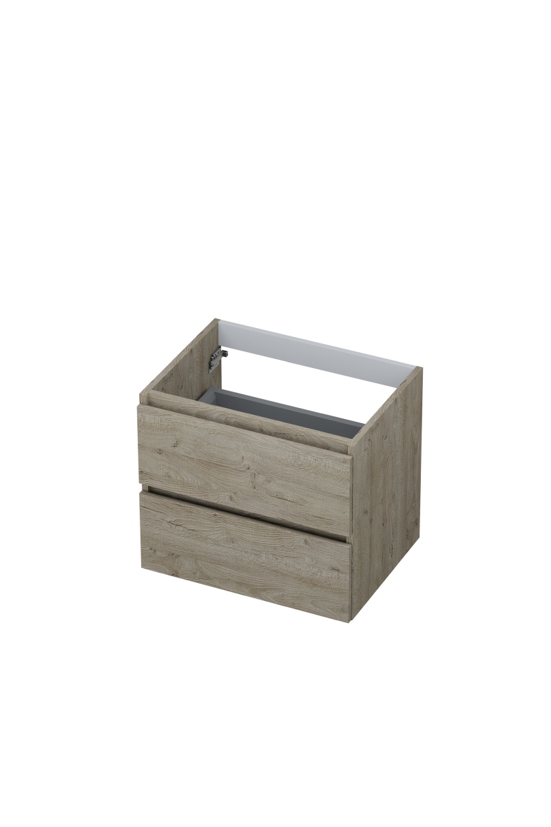 INK Onderkast  2 laden greeploos met houten keerlijst 60 cm x 45 cm x 52 cm Greige eiken 1257109