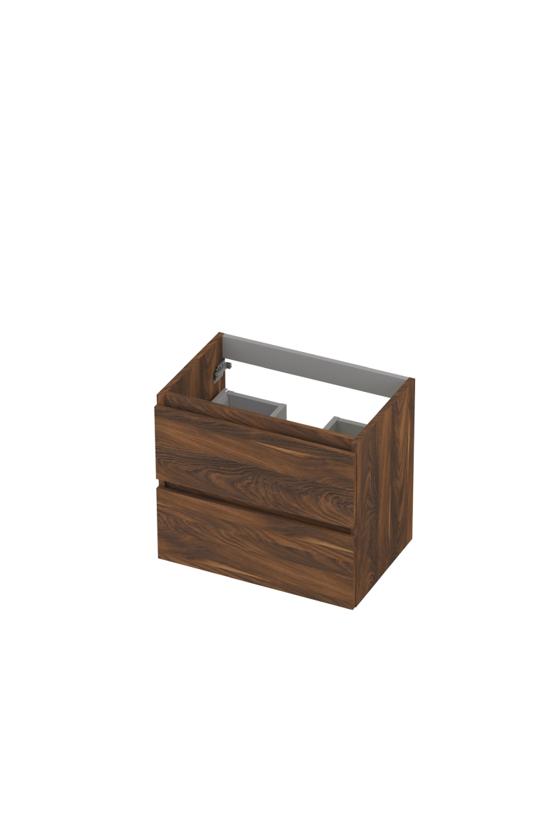 INK Onderkast  2 laden greeploos met houten keerlijst 60 cm x 40 cm x 52 cm Noten 1257007
