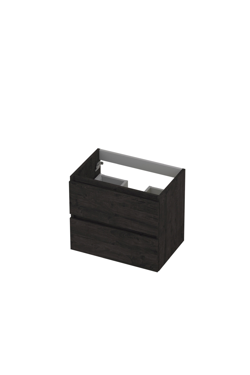 INK Onderkast  2 laden greeploos met houten keerlijst 60 cm x 40 cm x 52 cm Houtskool eiken 1257008