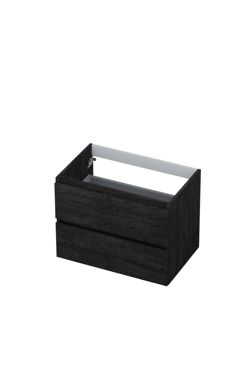INK Onderkast  2 laden greeploos met houten keerlijst 70 cm x 45 cm x 52 cm Houtskool eiken 1257118