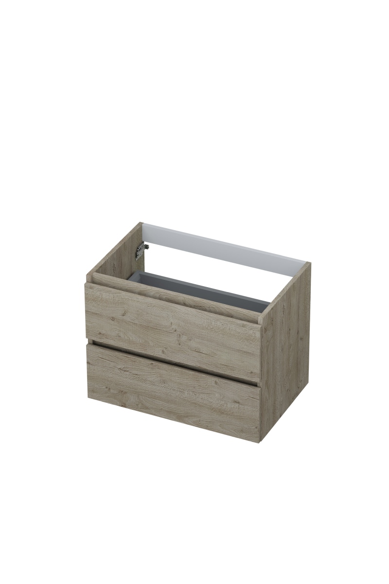 INK Onderkast  2 laden greeploos met houten keerlijst 70 cm x 45 cm x 52 cm Greige eiken 1257119