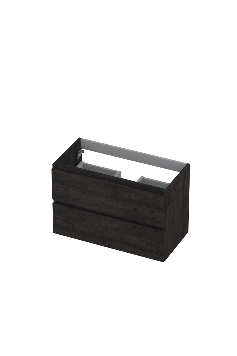 INK Onderkast  2 laden greeploos met houten keerlijst 80 cm x 40 cm x 52 cm Houtskool eiken 1257018