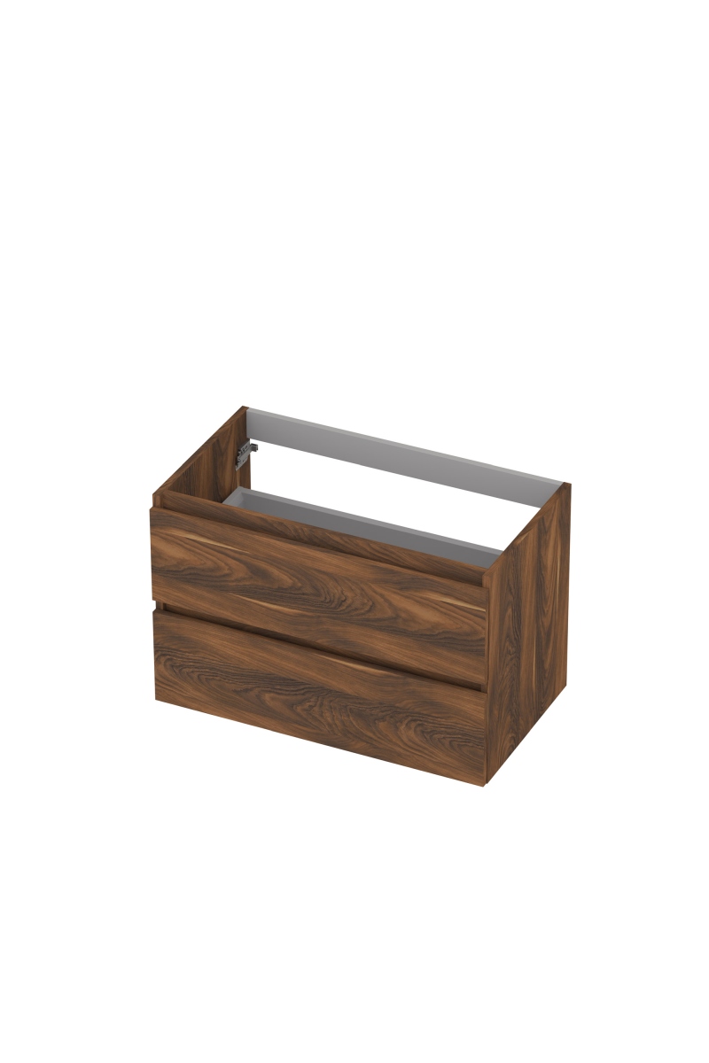 INK Onderkast  2 laden greeploos met houten keerlijst 80 cm x 40 cm x 52 cm Noten 1257017