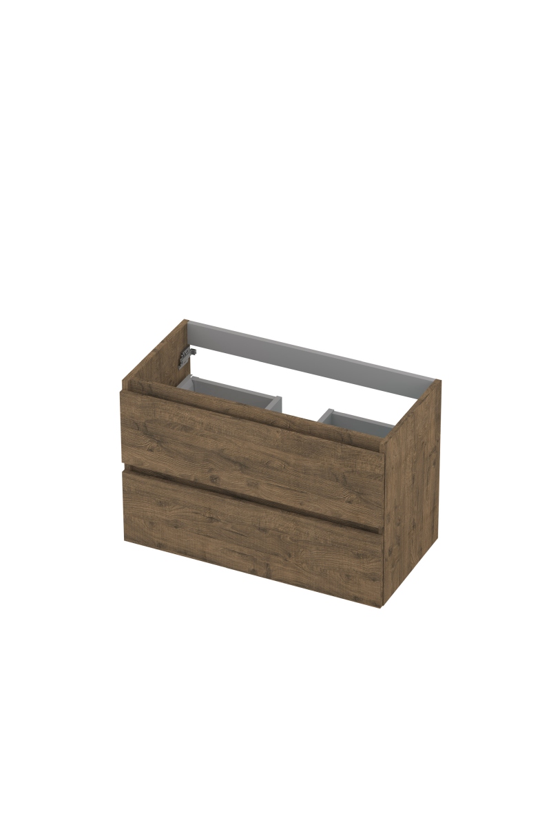 INK Onderkast  2 laden greeploos met houten keerlijst 80 cm x 40 cm x 52 cm Naturel eiken 1257013