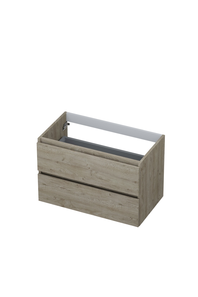 INK Onderkast  2 laden greeploos met houten keerlijst 80 cm x 45 cm x 52 cm Greige eiken 1257129