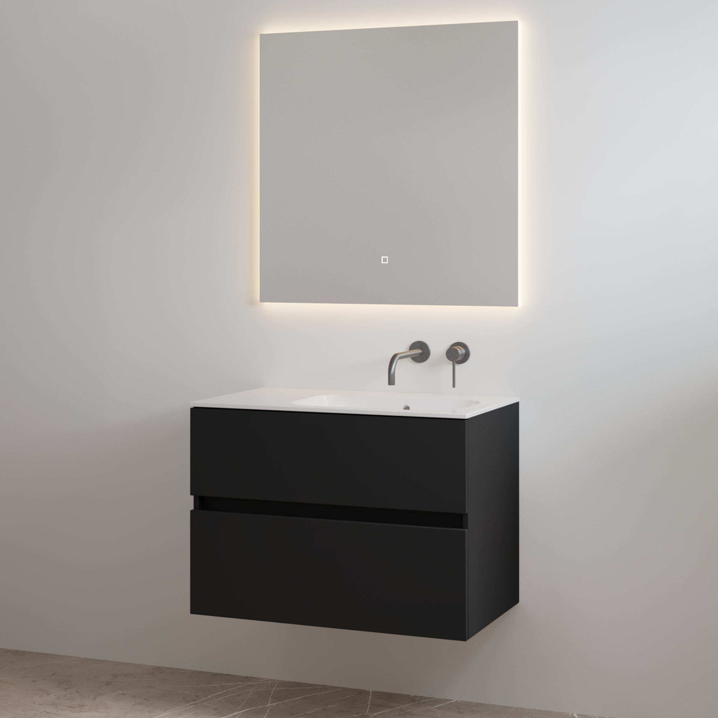 Best Design Badmeubelset zonder Kraangat  Splash 80 cm Mat Zwart