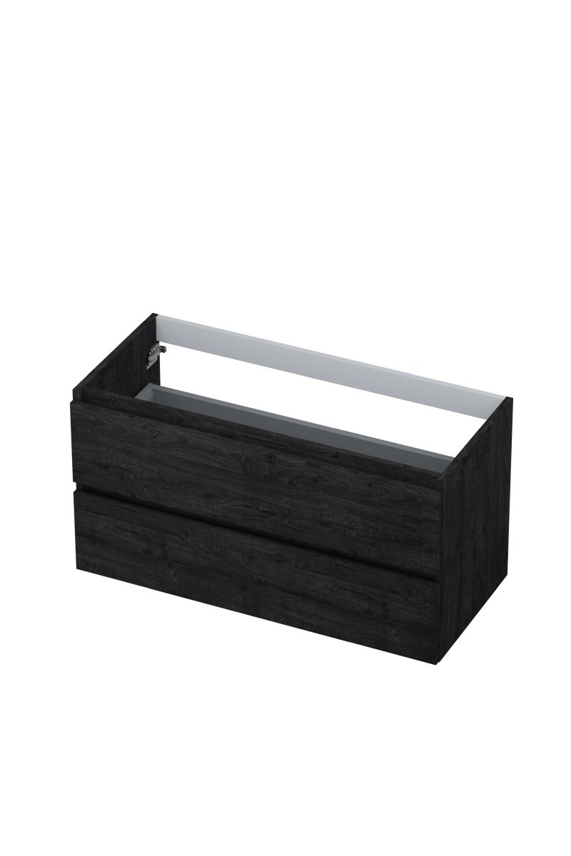 INK Onderkast  2 laden greeploos met houten keerlijst 100 cm x 45 cm x 52 cm Houtskool eiken 1257148