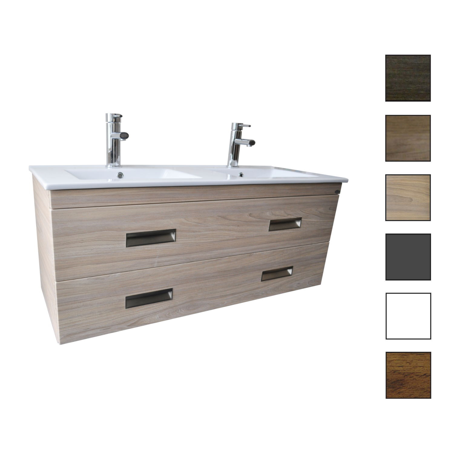 Sanicare Badkamermeubelset  Q2 Twee Soft-Close Laden 120 cm Hoogglans Wit (spiegel optioneel)