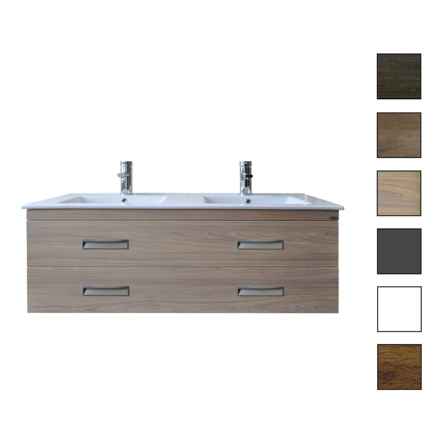 Sanicare Badkamermeubelset  Q2 Twee Soft-Close Laden 120 cm Grey-Wood (spiegel optioneel)