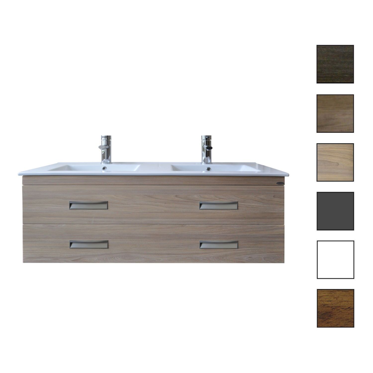 Sanicare Badkamermeubelset  Q2 Twee Soft-Close Laden 120 cm Belluno Eiken (spiegel optioneel)