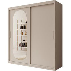 Meubella Kledingkast Bodhi - Beige - 180 cm - Met spiegel