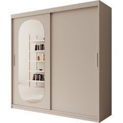 Meubella Kledingkast Bodhi - Beige - 200 cm - Met spiegel