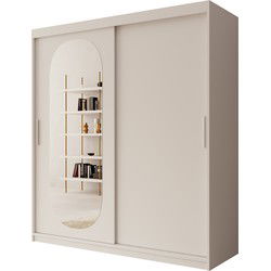 Meubella Kledingkast Bodhi - Wit - 180 cm - Met spiegel