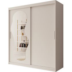Meubella Kledingkast Ulysses - Wit - 180 cm - Met spiegel