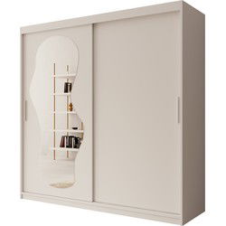 Meubella Kledingkast Ulysses - Wit - 200 cm - Met spiegel