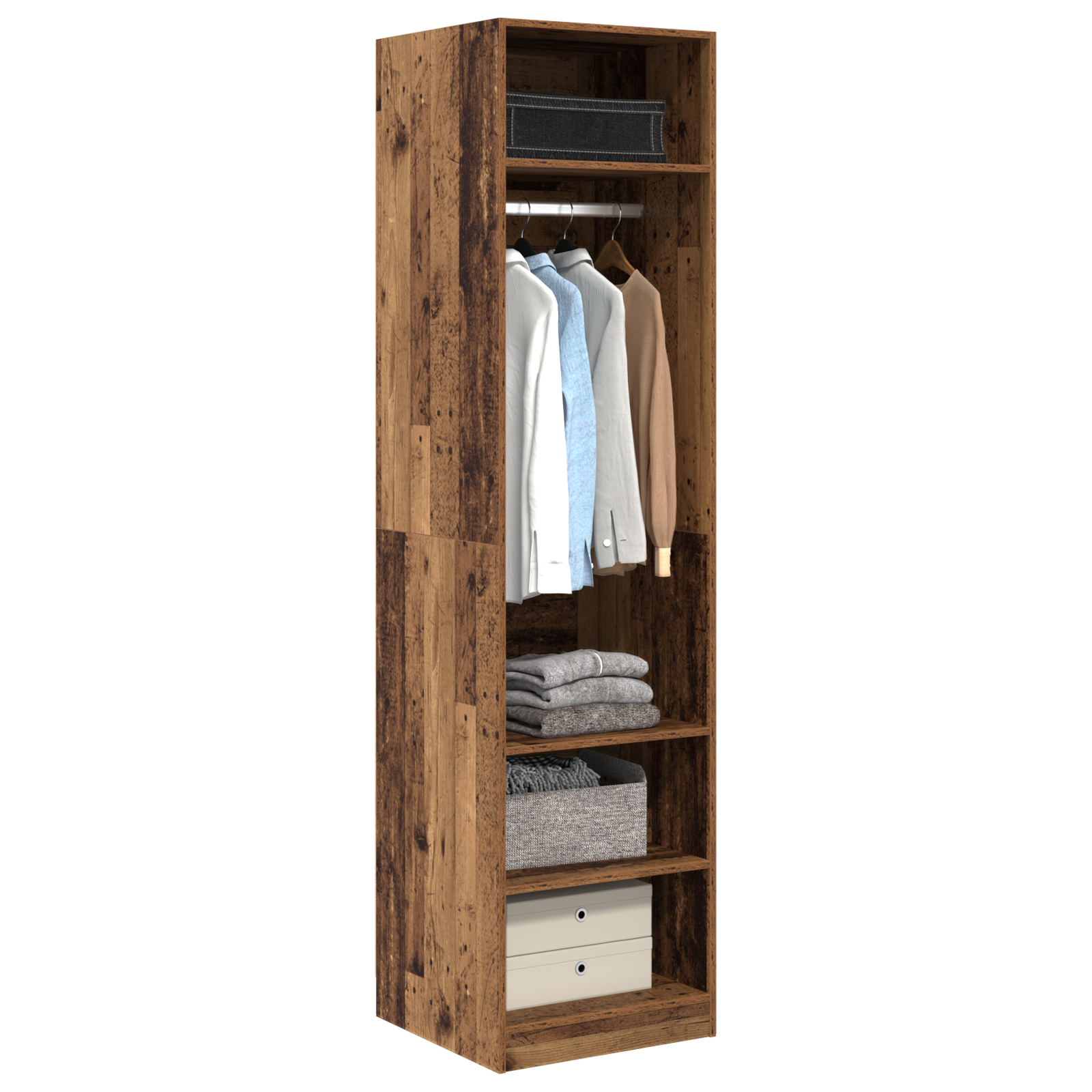 vidaXL Kledingkast met plank met opslag Oud hout 50 x 50 x 200 cm Bewerkt hout