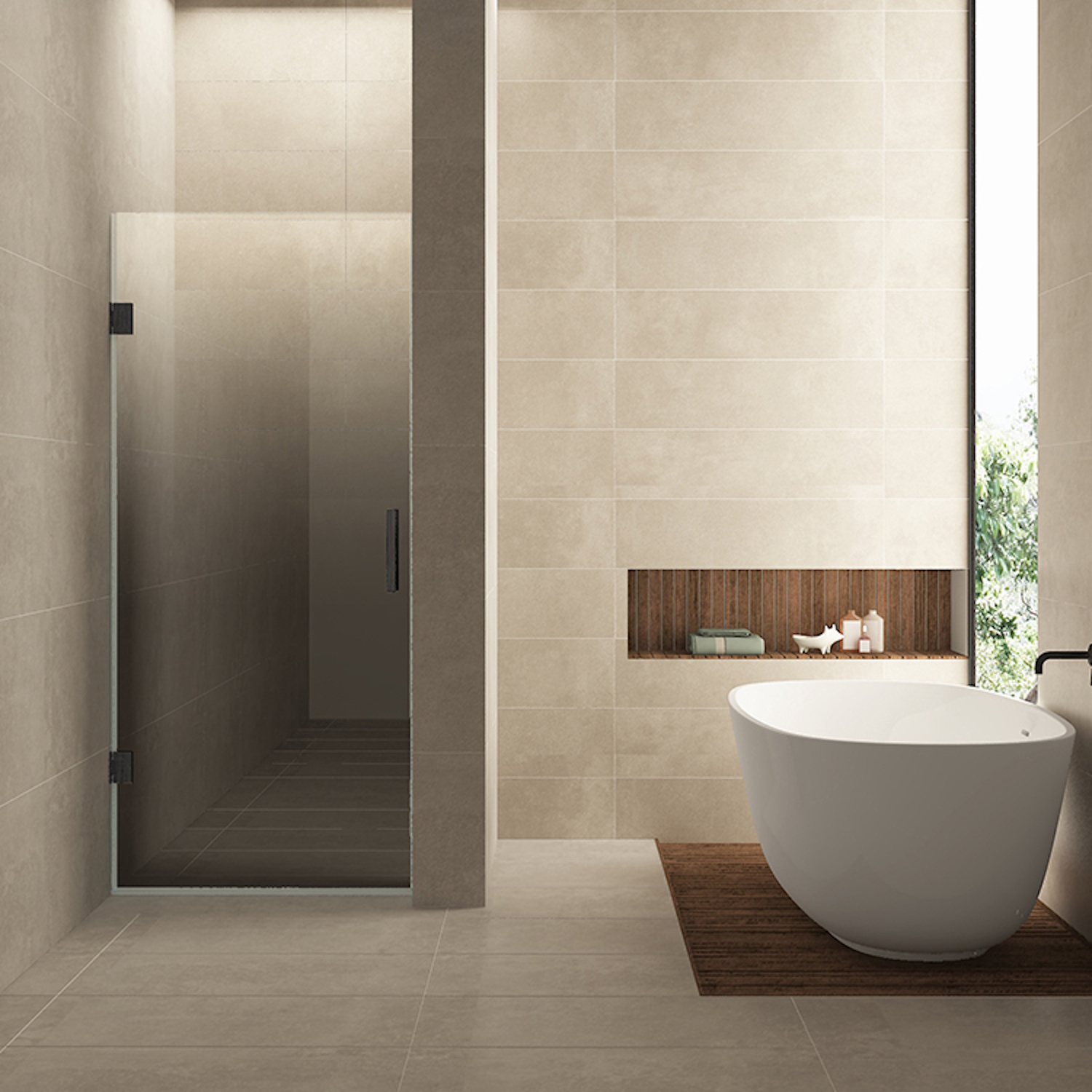 Wiesbaden Nisdeur Links  Less 70x200 cm 8 mm Nano Spiegelrook- Naar Helder Glas Gunmetal