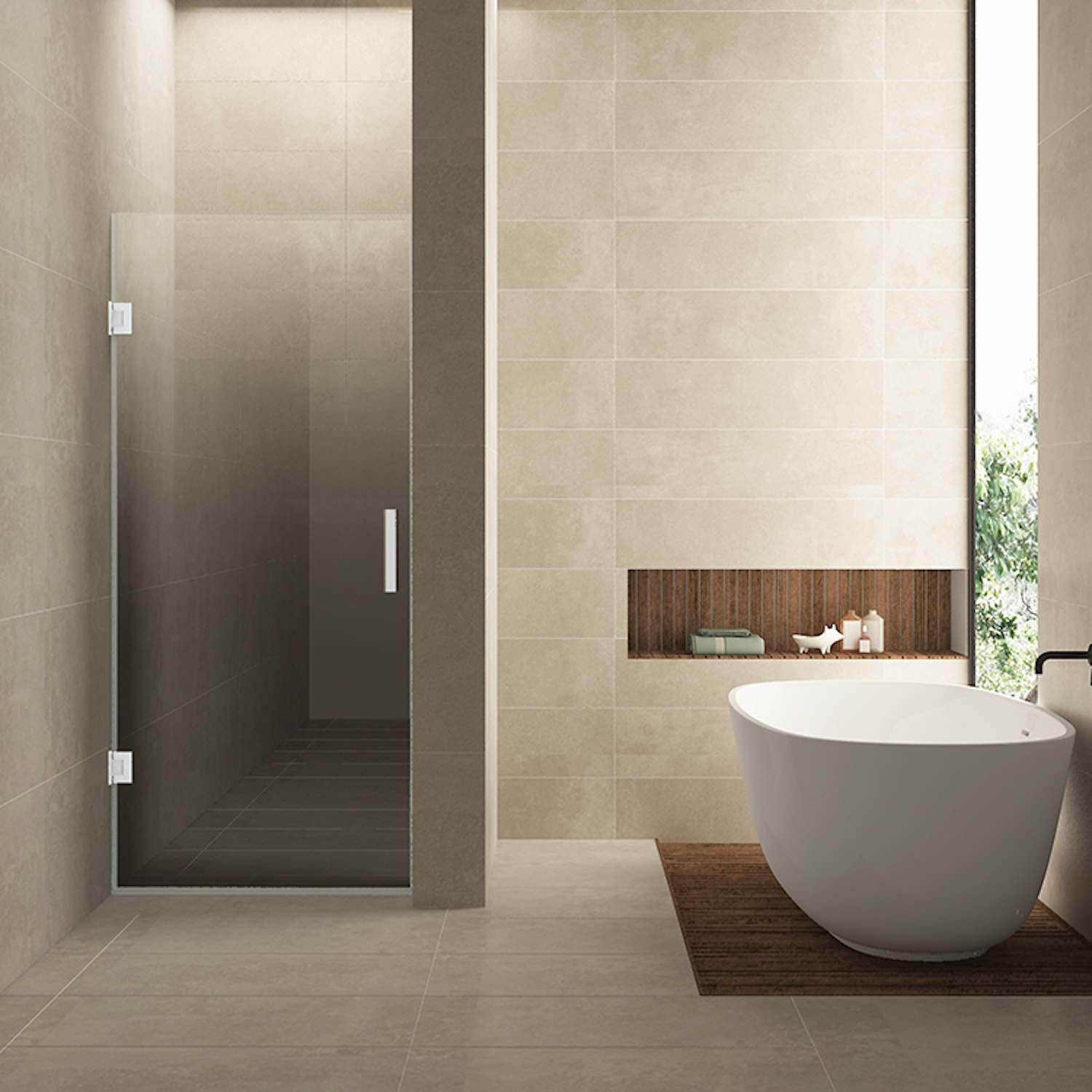 Wiesbaden Nisdeur Links  Less 80x200 cm 8 mm Nano Spiegelrook- Naar Helder Glas Mat Wit