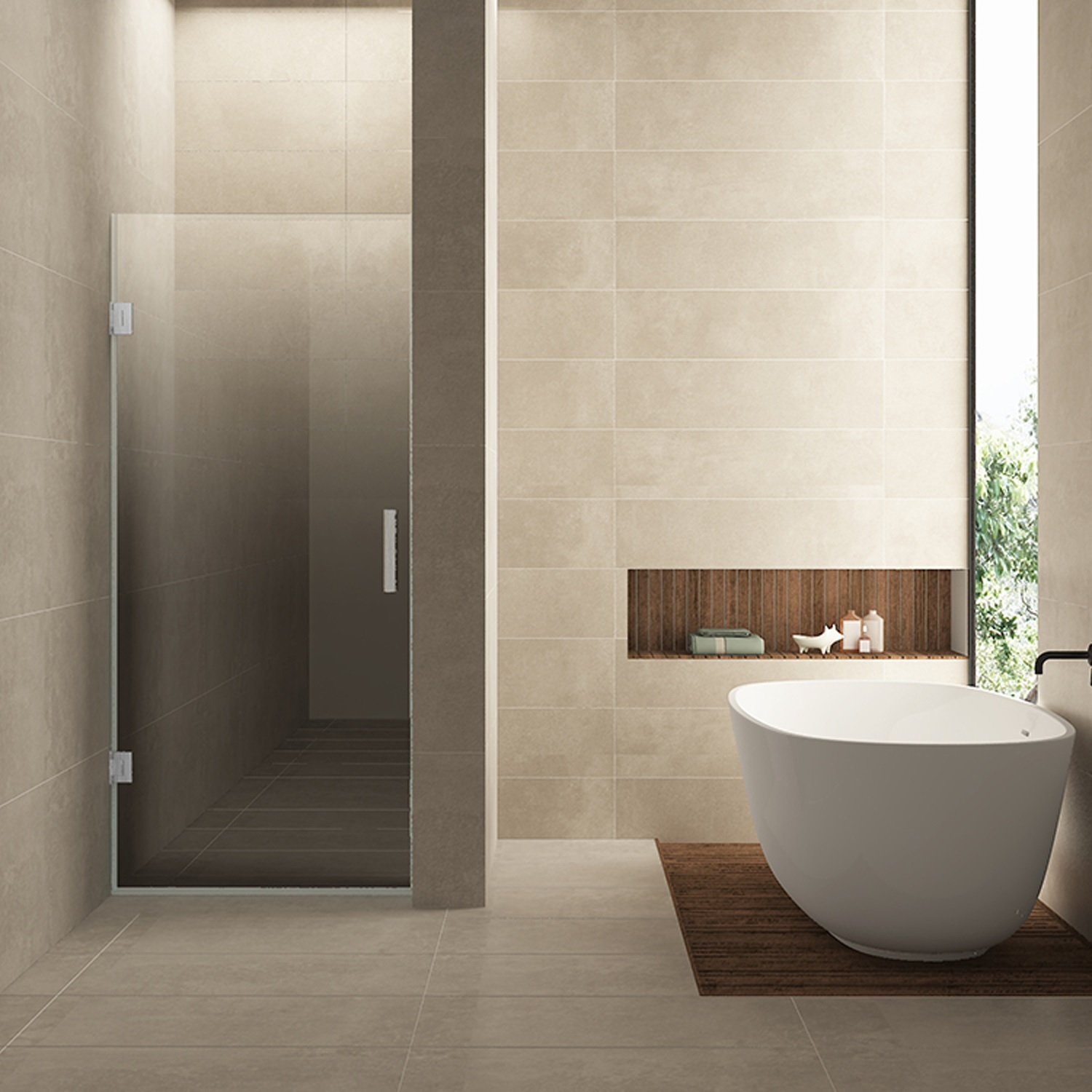 Wiesbaden Nisdeur Links  Less 90x200 cm 8 mm Nano Spiegelrook- Naar Helder Glas Geborsteld Staal