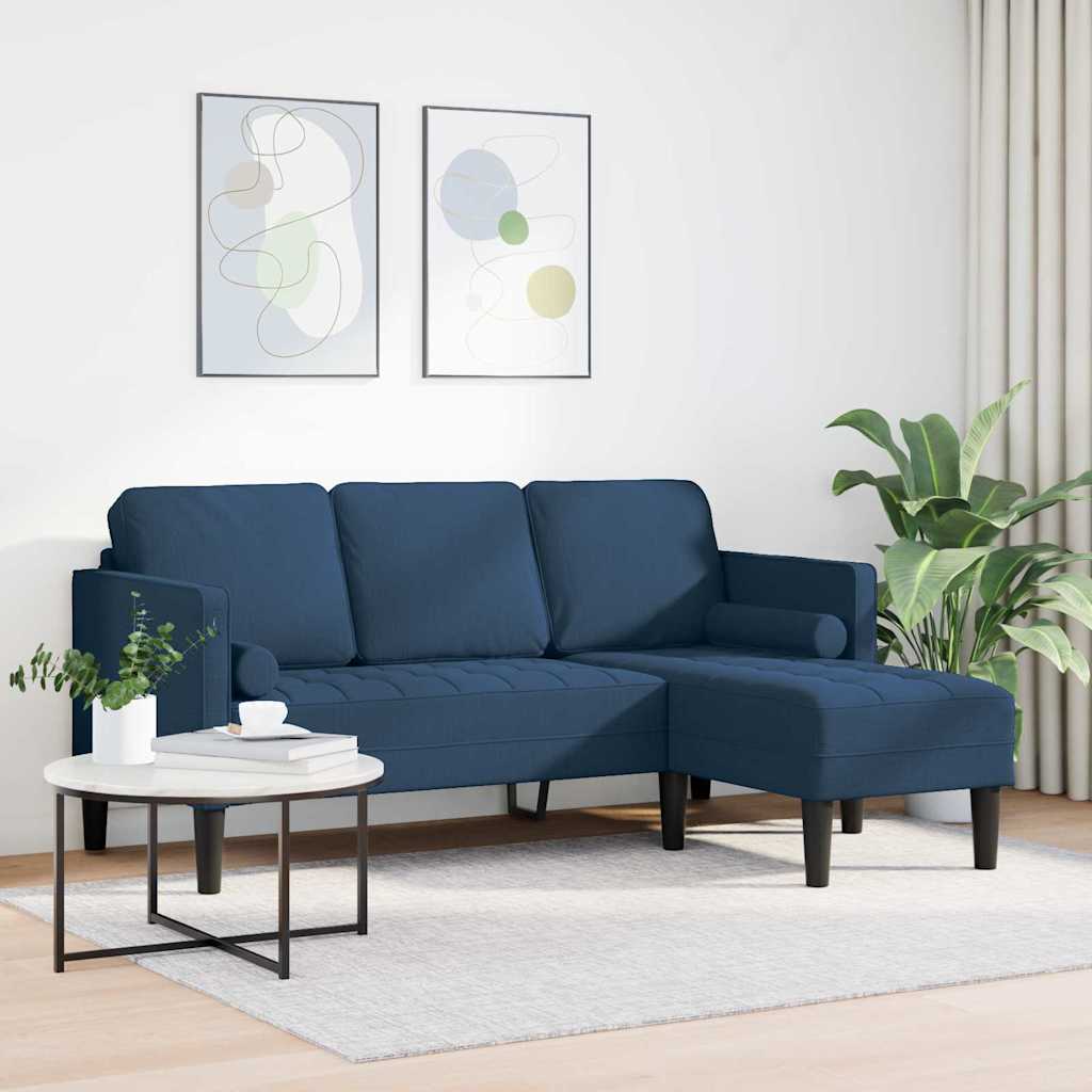 vidaXL Bank 3-zits L-vormig 160 cm stof blauw