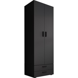 Meubella Kledingkast Brussel - Antraciet - 74 cm - Met lades