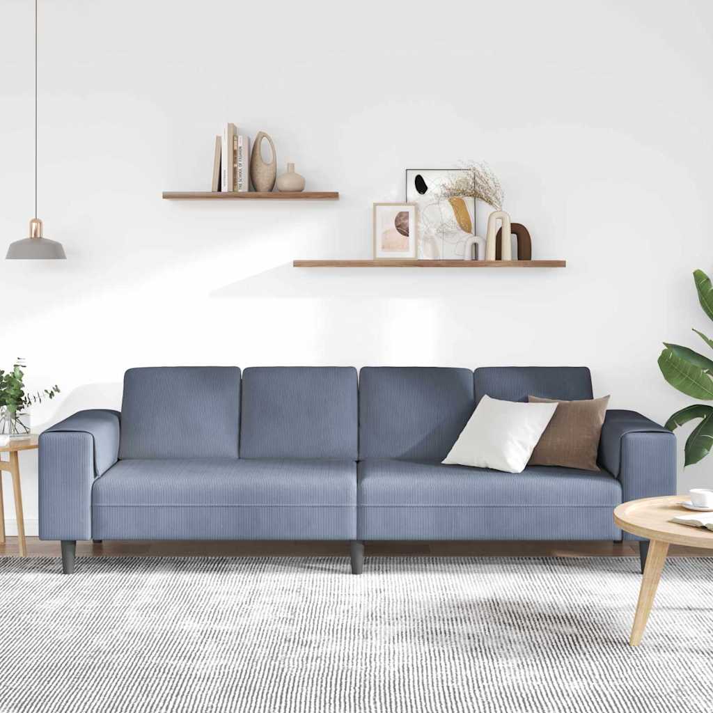 vidaXL Stoffen Bank met kussen Blauw 208 cm Katoenen stof