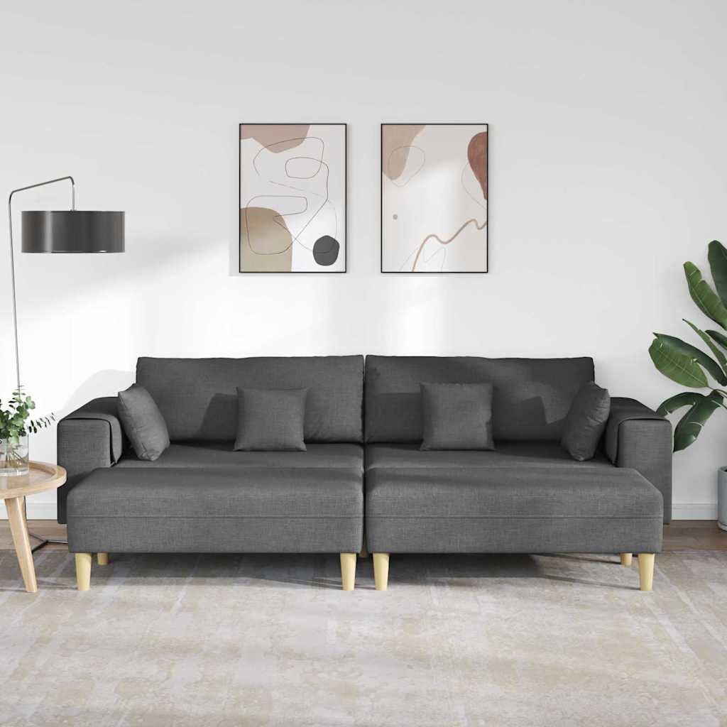 vidaXL Stoffen Bank met kussen 3 pcs Donkergrijs 208 cm Stof