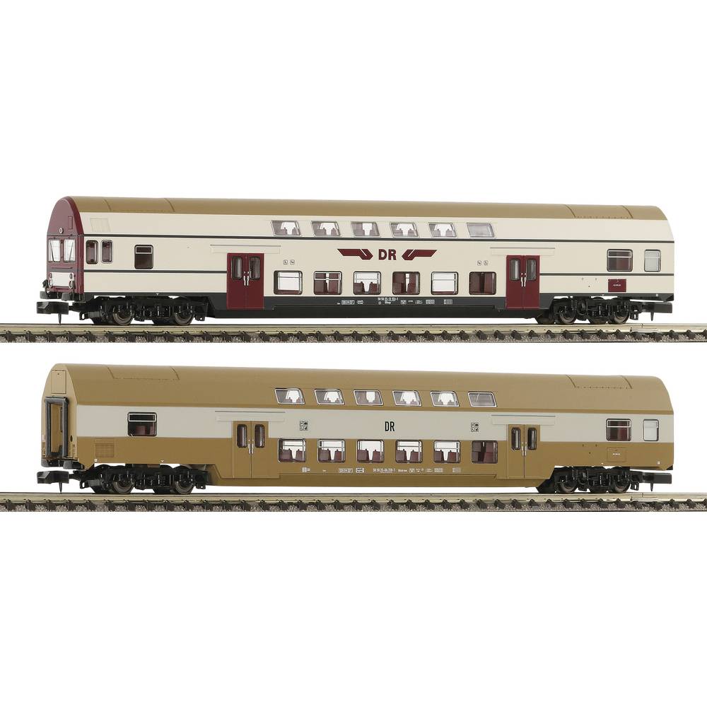 Fleischmann 6260074 N set van 2: Dubbeldeksrijtuig DBmue, DBmq van de DR