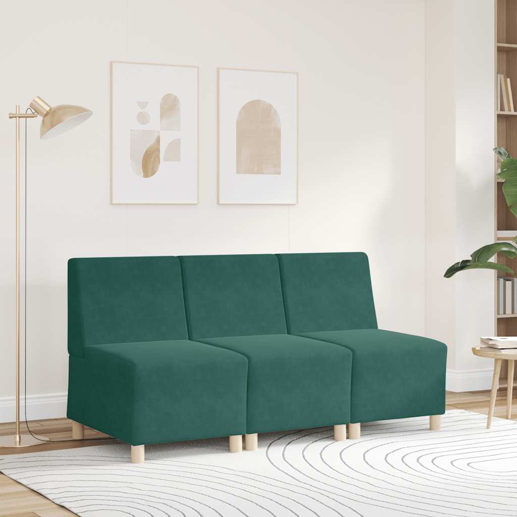 vidaXL Modulaire bankeenheid zonder armleuningen donkergroen 55 cm fluweel