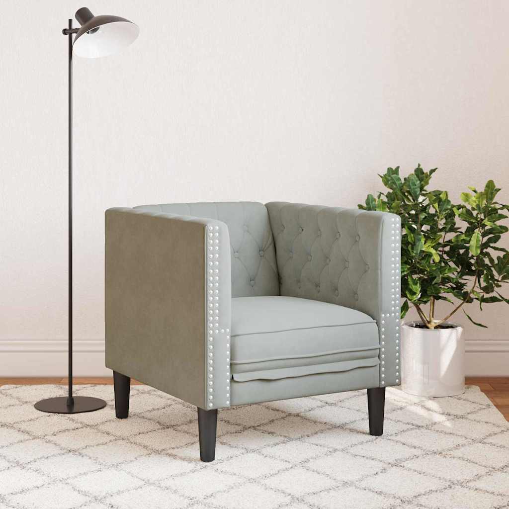 vidaXL Chesterfield Bank Stoel Lichtgrijs 71 x 74.5 x 70.5 cm Fluweel