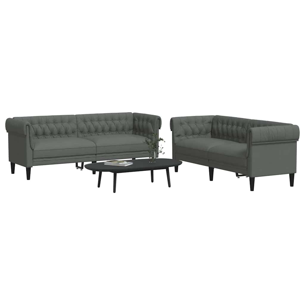 vidaXL Bankstel 2 pcs Donkergrijs Stof