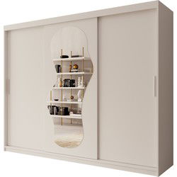 Meubella Kledingkast Ulysses - Wit - 250 cm - Met spiegel