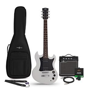 Gear4Music Brooklyn Electric Guitar White 10W Guitar Amp & Accessory Pack