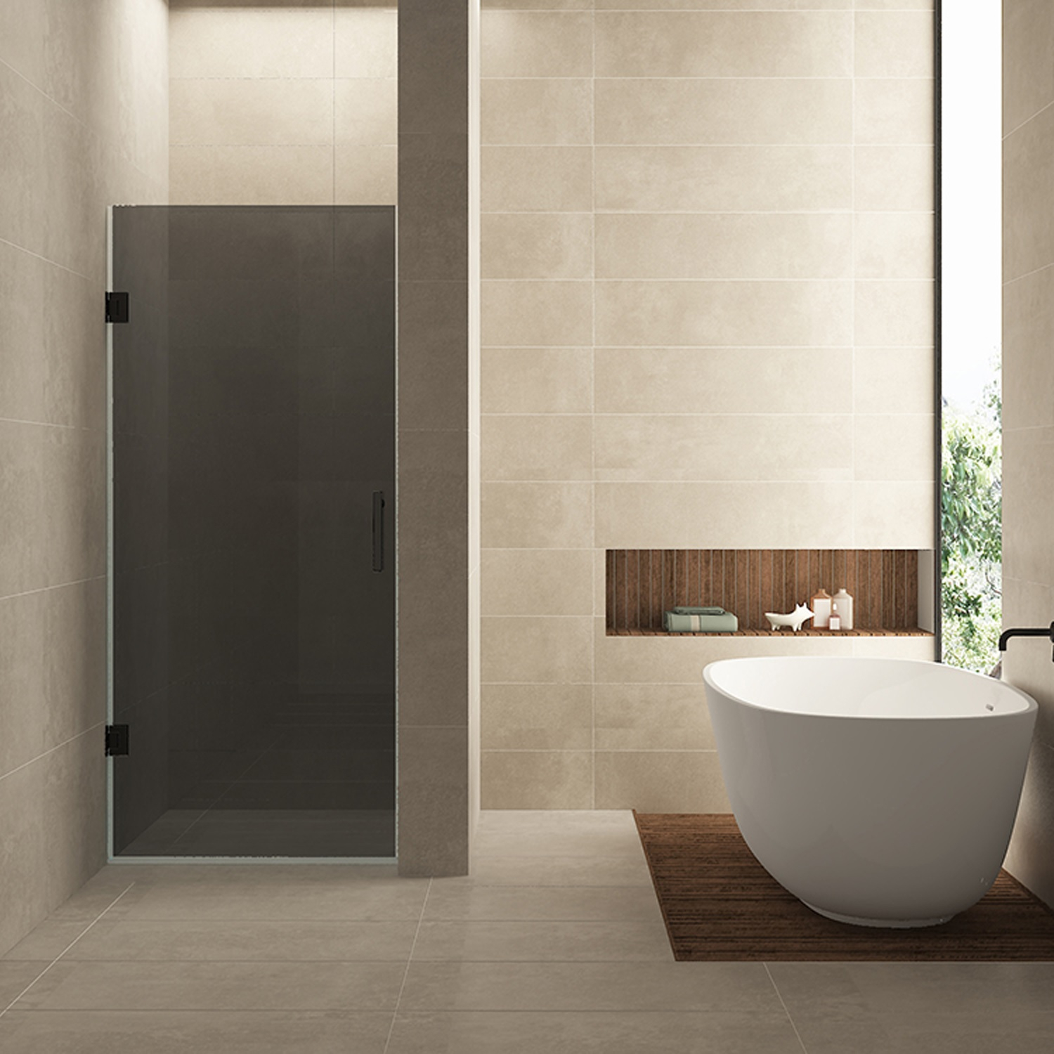 Wiesbaden Nisdeur  Less 70x200 cm 8 mm Nano Rookglas Mat Zwart