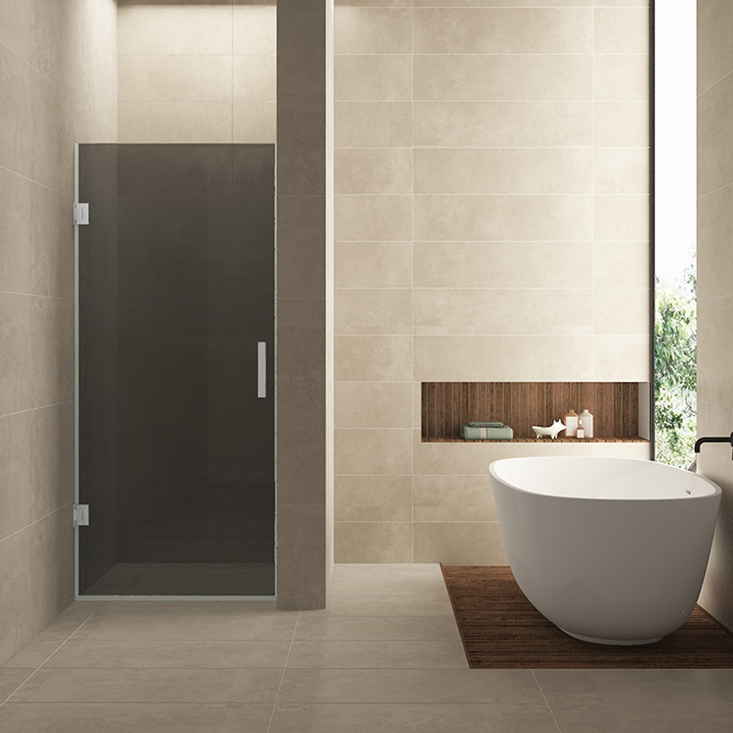 Wiesbaden Nisdeur  Less 70x200 cm 8 mm Nano Rookglas Geborsteld Staal