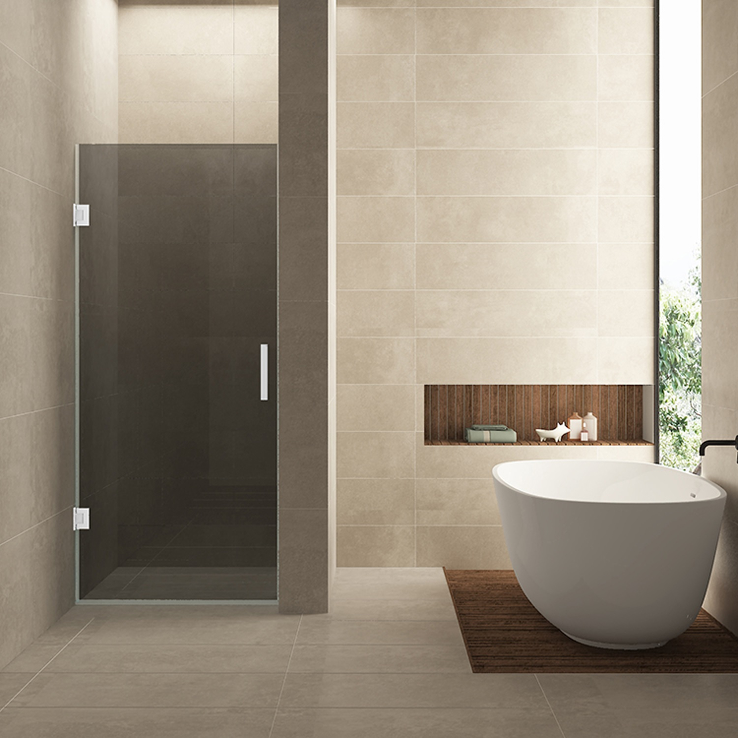 Wiesbaden Nisdeur  Less 70x200 cm 8 mm Nano Rookglas Mat Wit