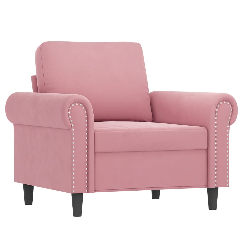 vidaXL 3-delige Loungeset met kussens fluweel roze