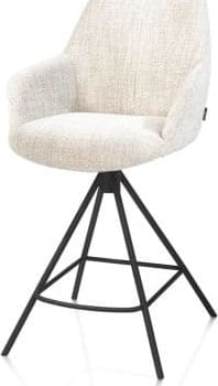 Mats barstoel - metalen 4-pootjes - rough off black - Luton - creme