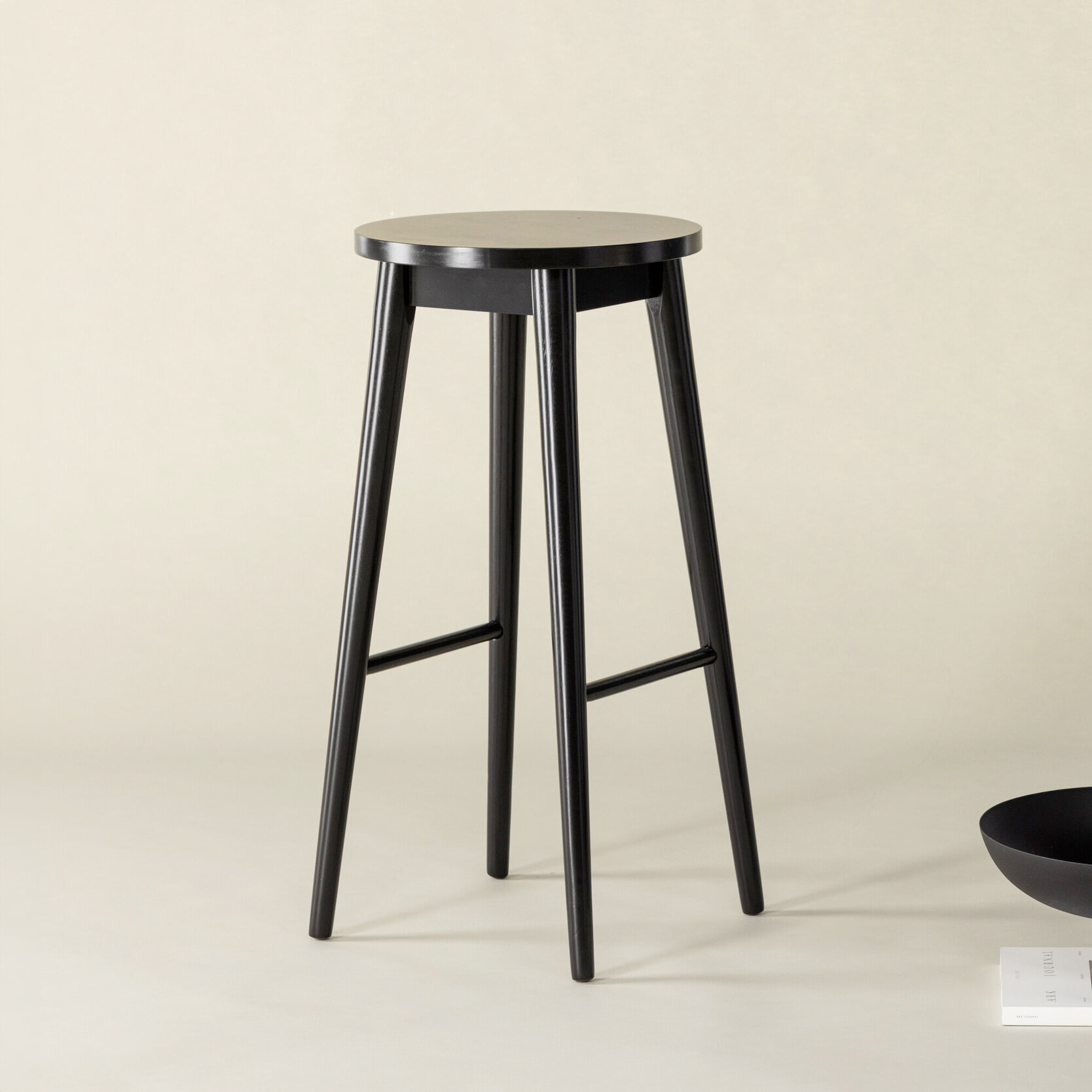 Nohr Barkruk Donella Rubberhout - Zwart (zithoogte 75cm)