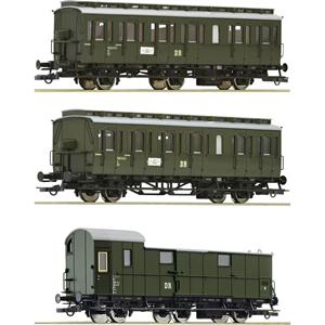 Roco 6200130 H0 3-delige set 1: Treintrein van de DR Coup&eacute;rijtuig 2e Klasse, klasse B3 / coup&eacute;rijtuig 2. Klasse, klasse B / bagagewagon genus Pw3
