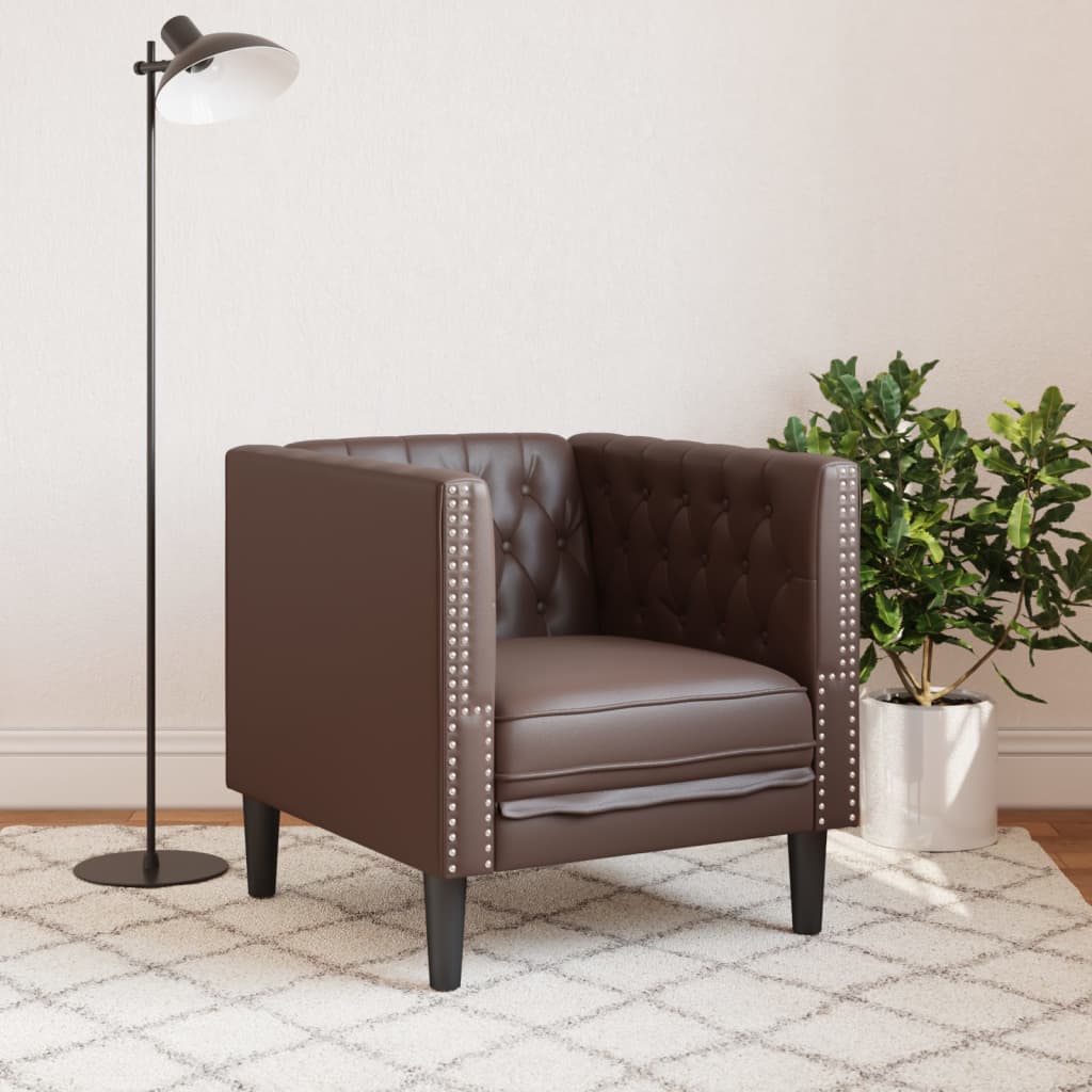 vidaXL Fauteuil Chesterfield-stijl kunstleer bruin