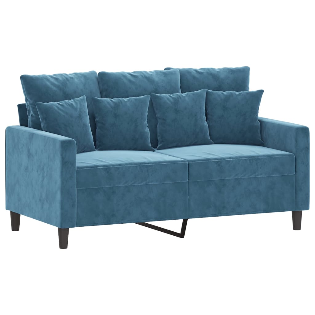 vidaXL 3-delige Loungeset met kussens fluweel blauw